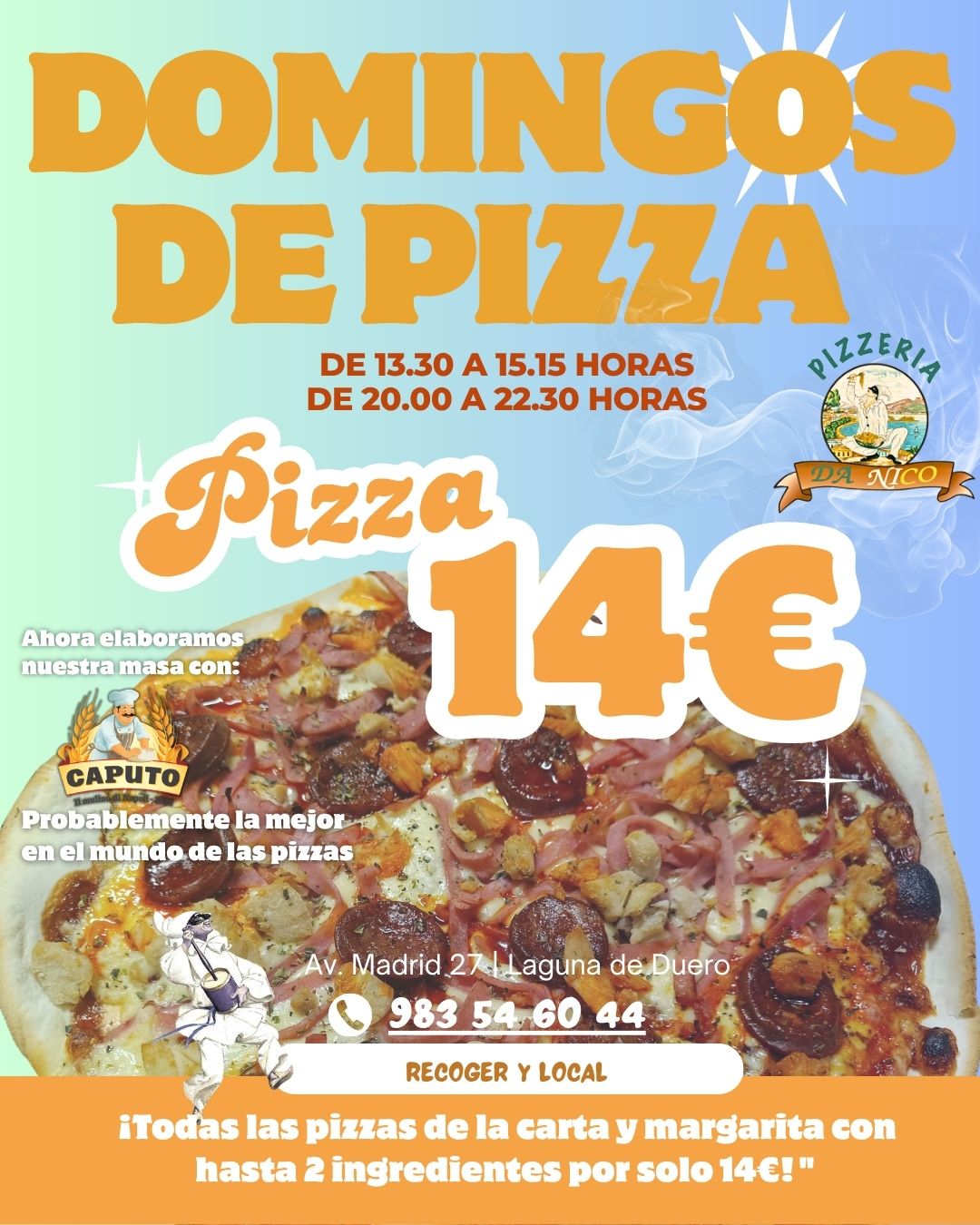 Promoción Domingos de Pizza en Pizzería Da Nico
